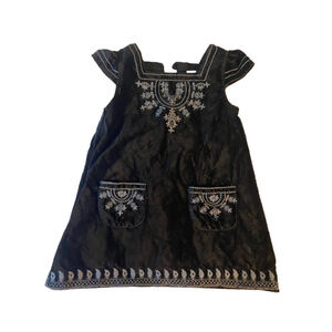 Girls Zara Dress 3-4Y Black Silver faux velvet